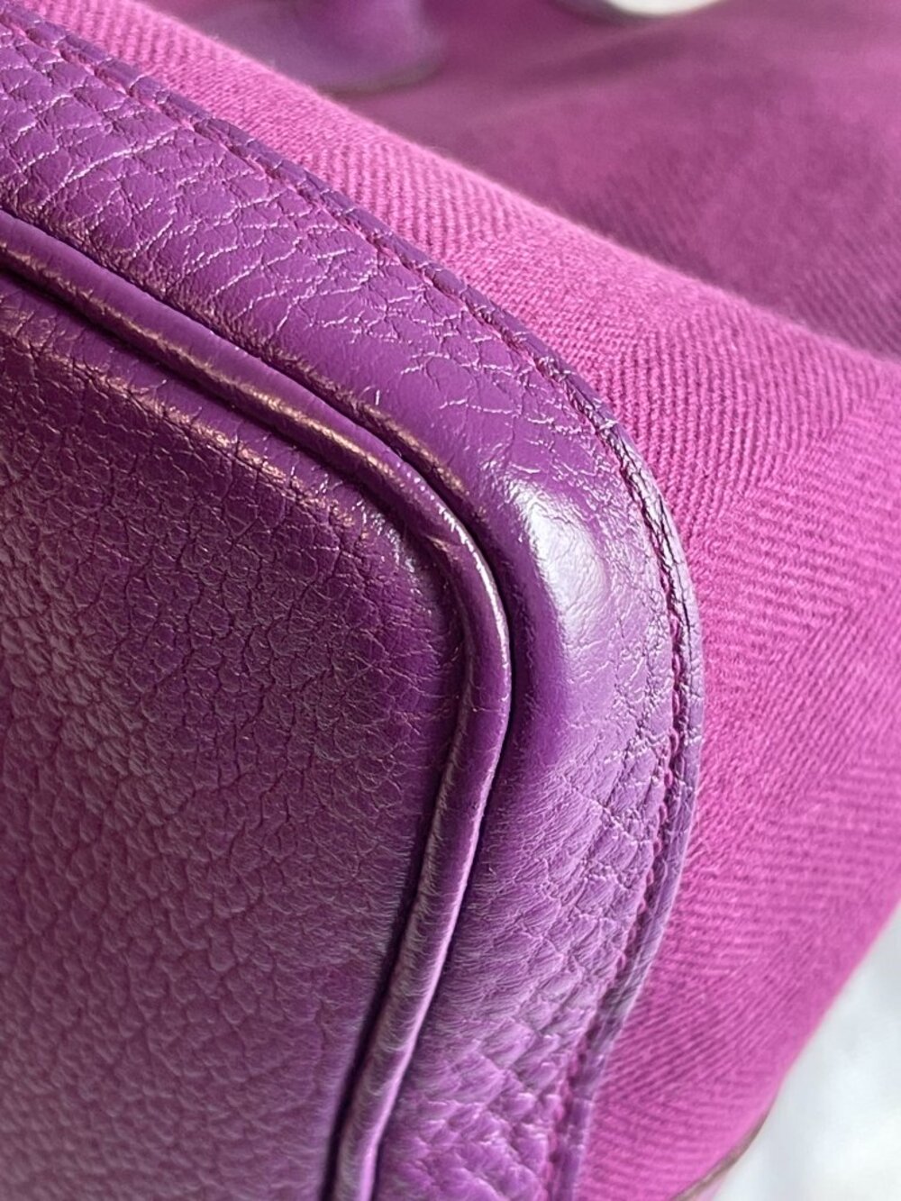 Hermes Garden Party 36 Toile & Leather Tote Palladium Hardware-Purple - Preowned - Picture 11 of 13